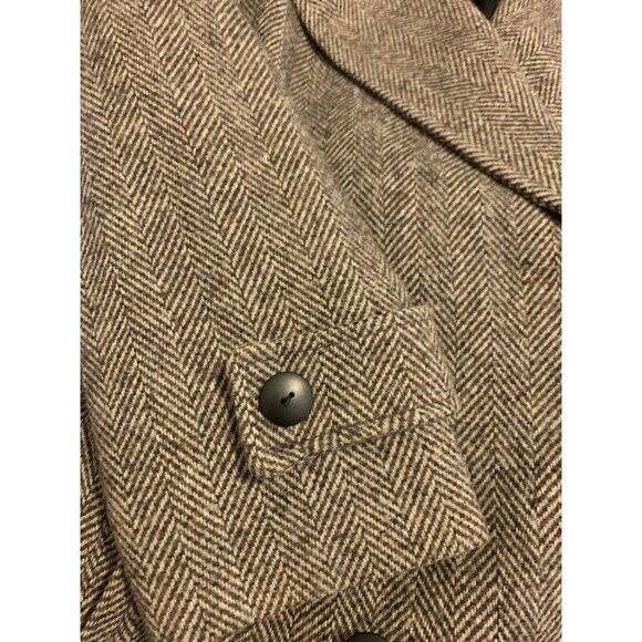 Vtg Spencer Douglas Women Wool Coat Dbl Breasted M/L Brown Herringbone Peacoat - Picture 7 of 13